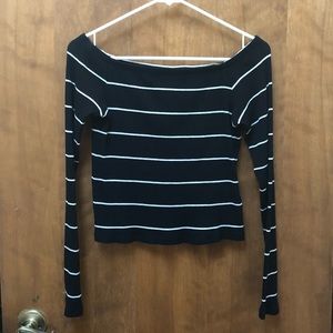 H&M black & white striped top